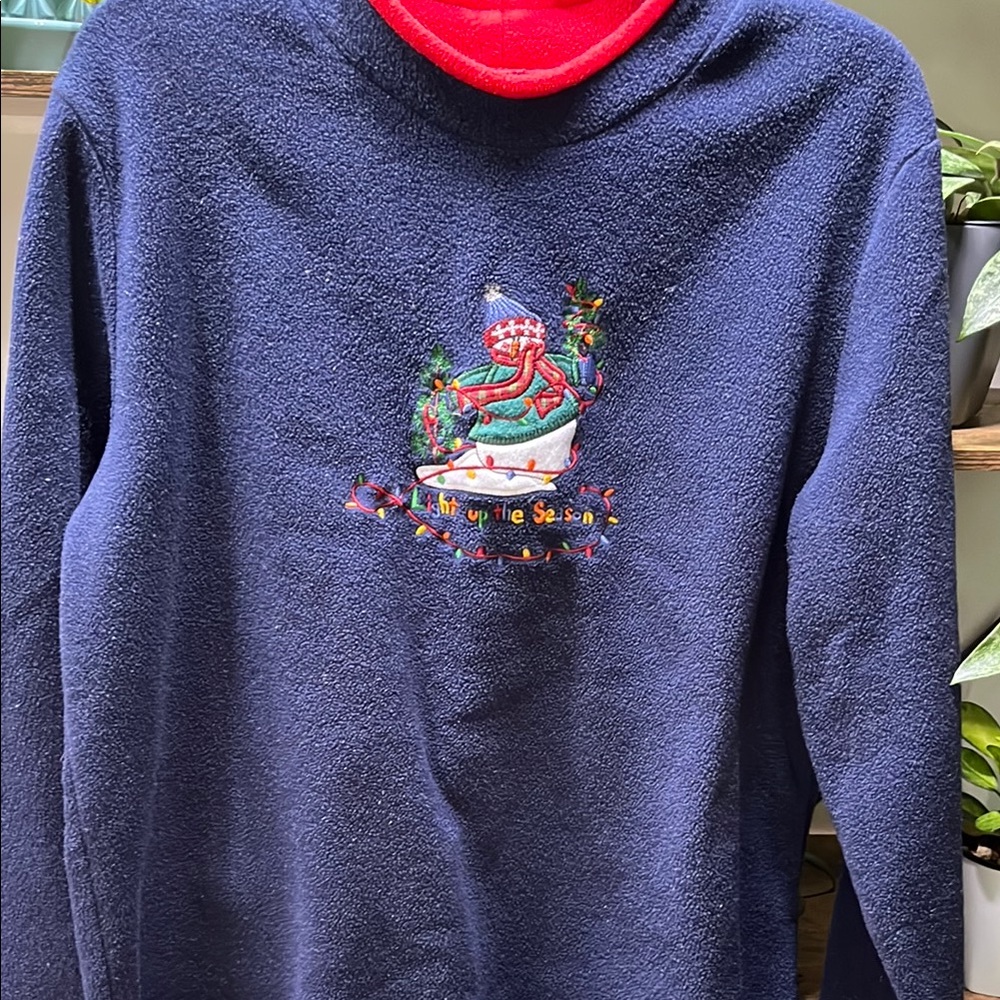 Croft & Barrow Blue and Red Crew Neck Holiday Sweater